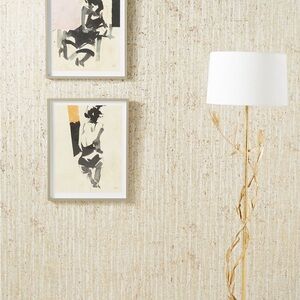 Anthropologie Samar Metallic Cork Textured Wallpaper Taupe